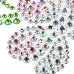 Strass-Ornamente, Sortierung 2, mehrfarbig, teilweise mit Veredelung, 5 Bogen