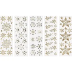 Strass-Ornamente, Sterne&Eiskristalle, mehrfarbig, teilweise mit Veredelung, 5 Bogen