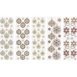 Strass-Ornamente, Weihnachtsschmuck, mehrfarbig, teilweise mit Veredelung, 5 Bogen