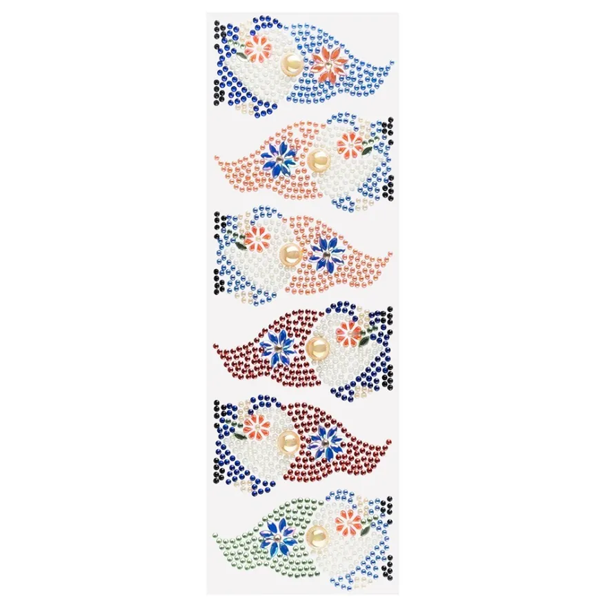 Strass-Ornamente, Wichtel 1, mehrfarbig, teilweise mit Veredelung, 1 Bogen