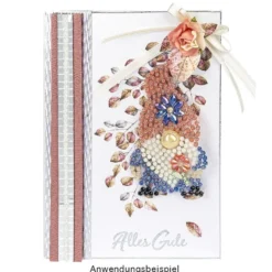 Strass-Ornamente, Wichtel 1, mehrfarbig, teilweise mit Veredelung, 1 Bogen