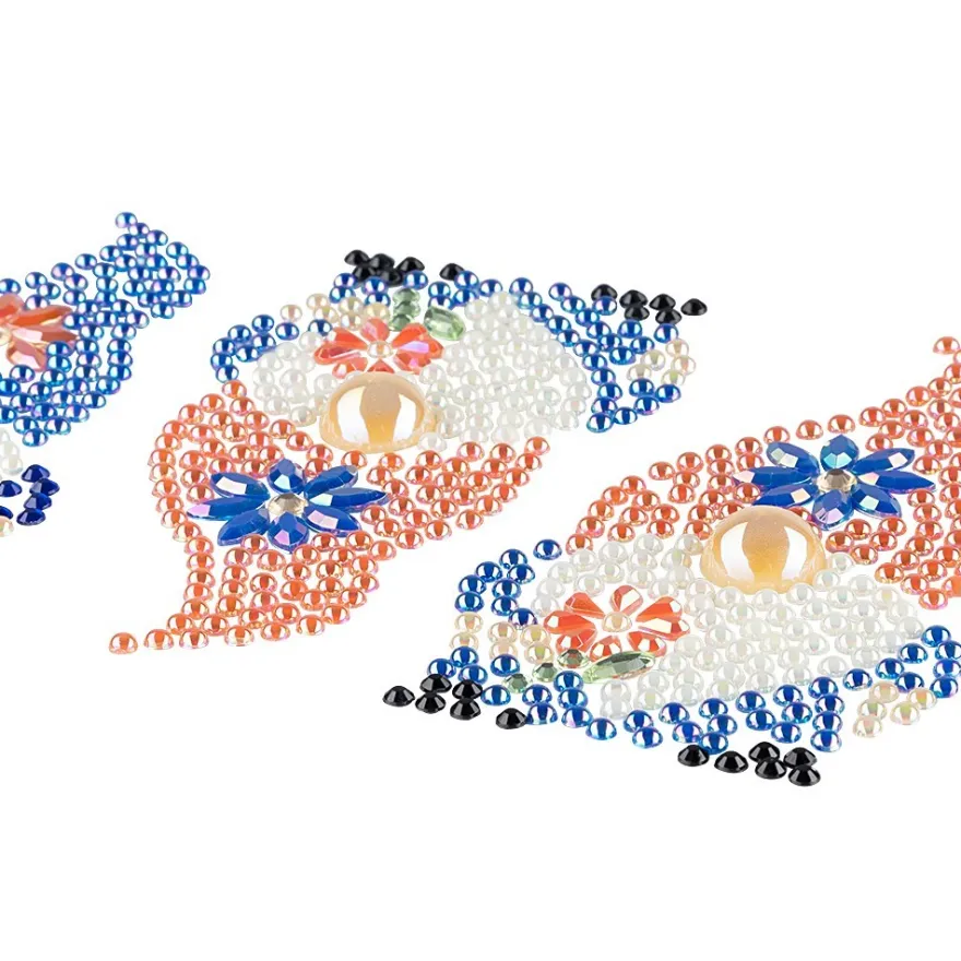 Strass-Ornamente, Wichtel 1, mehrfarbig, teilweise mit Veredelung, 1 Bogen