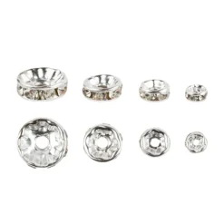 Strass-Rondelle in praktischer Box, 4 Größen, silber, 400 Stück