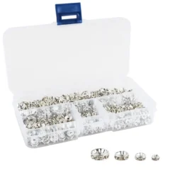 Strass-Rondelle in praktischer Box, 4 Größen, silber, 400 Stück