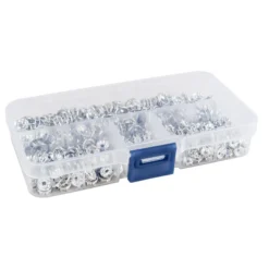 Strass-Rondelle in praktischer Box, 4 Größen, silber, 400 Stück