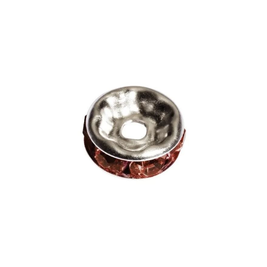 Strass-Rondell mit Strass-Steinen, Ø0,8 cm, 10 Stück, silber/bernstein