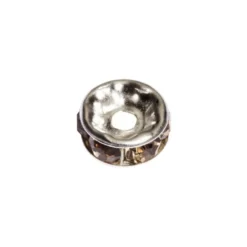 Strass-Rondell mit Strass-Steinen, Ø0,8 cm, 10 Stück, silber/topaz