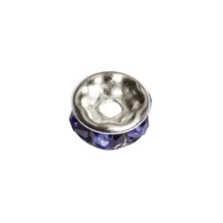 Strass-Rondell mit Strass-Steinen, Ø0,8 cm, 10 Stück, silber/saphir