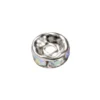Strass-Rondell mit Strass-Steinen, Ø0,8 cm, 10 Stück, silber/mondstein irisierend