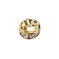 Strass-Rondell mit Strass-Steinen, Ø0,8 cm, 10 Stück, gold