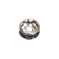 Strass-Rondell mit Strass-Steinen, Ø0,8 cm, 10 Stück, silber/amethyst