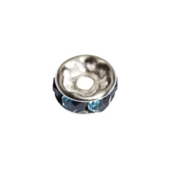 Strass-Rondell mit Strass-Steinen, Ø0,8 cm, 10 Stück, silber/türkis