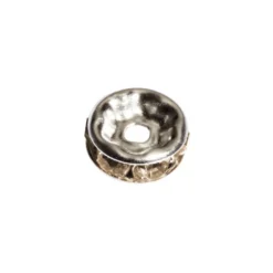 Strass-Rondell mit Strass-Steinen, Ø0,8 cm, 10 Stück, silber/citrin