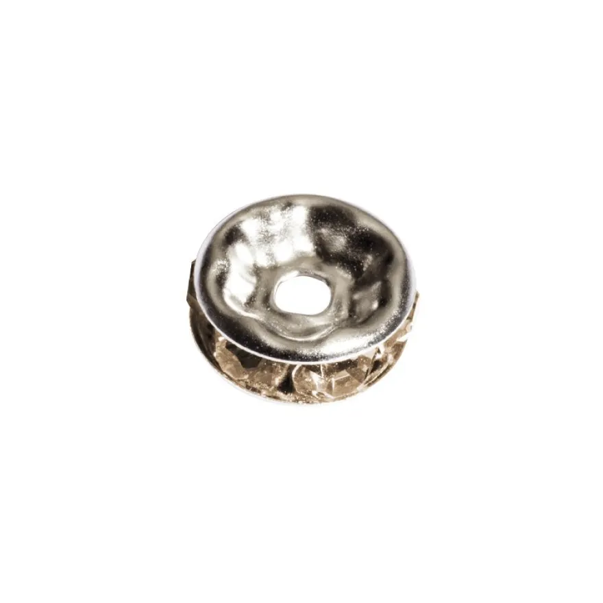 Strass-Rondell mit Strass-Steinen, Ø0,8 cm, 10 Stück, silber/citrin