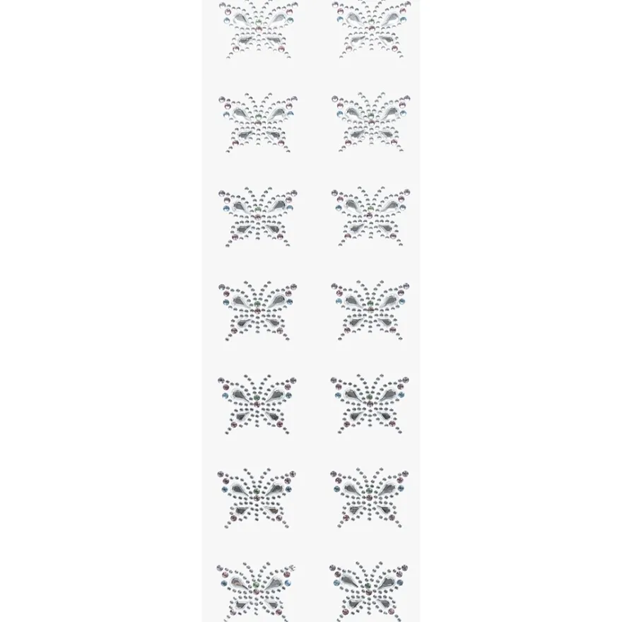 Strass-Schmetterlinge, 14 Sticker, selbstklebend, facettierte Schmucksteine