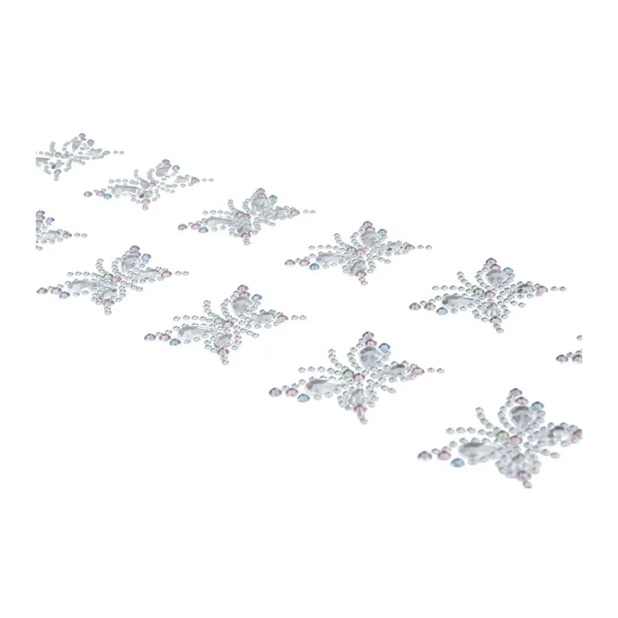 Strass-Schmetterlinge, 14 Sticker, selbstklebend, facettierte Schmucksteine