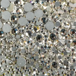 Strass-Steine, Kristall-Glas, facettiert, verschiedene Größen, klar-transparent, 1950 Stück