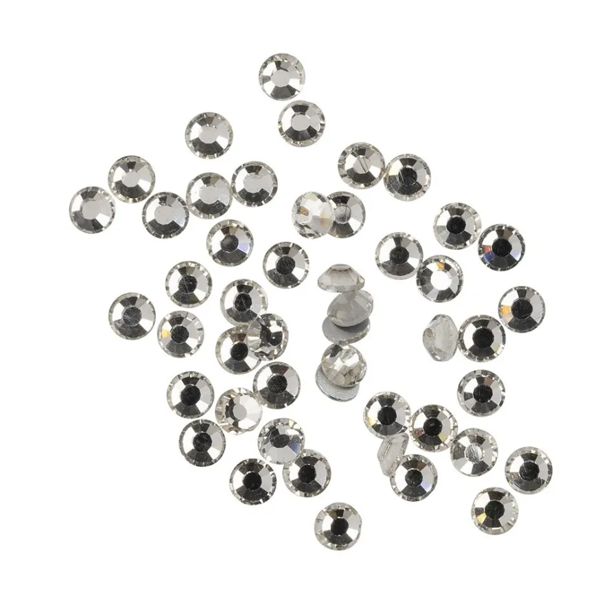 Strass-Steine, Kristall-Glas, facettiert, Ø 4mm, 2mm hoch, klar-transparent, 200 Stück