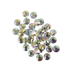 Strass-Steine, Kristall-Glas, facettiert, Ø4,8mm, 2,6mm hoch, klar irisierend, 200 Stück