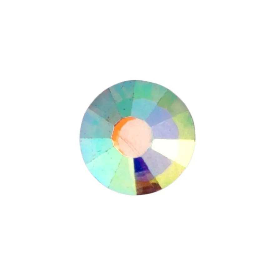 Strass-Steine, Kristall-Glas, facettiert, Ø4,8mm, 2,6mm hoch, klar irisierend, 200 Stück