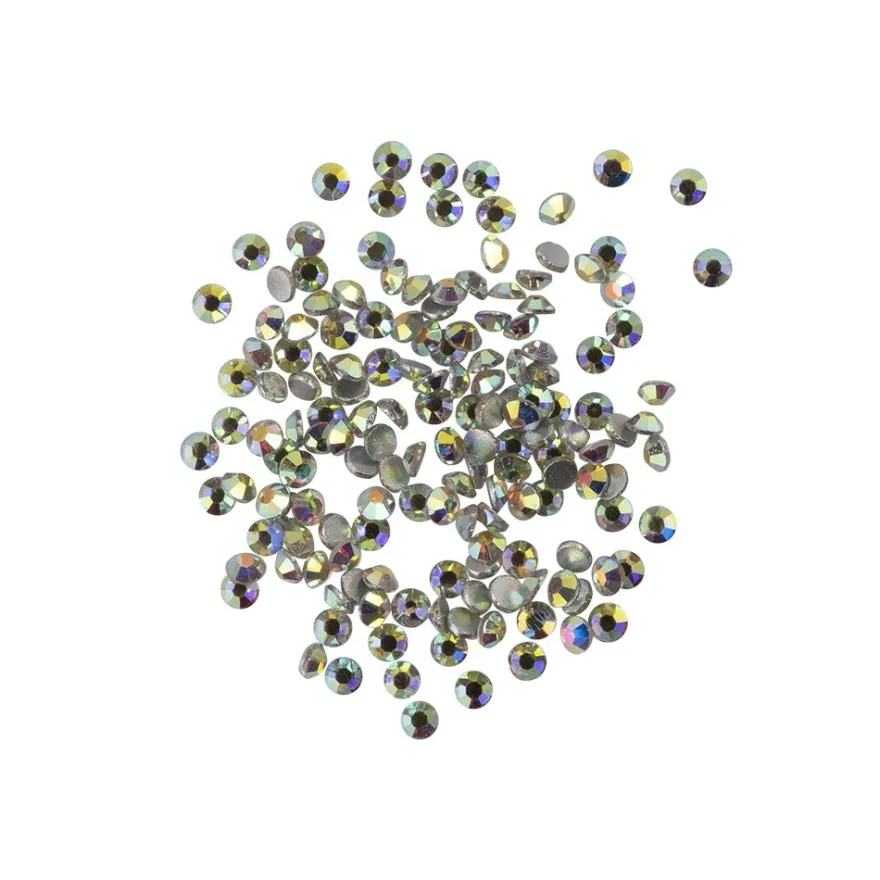 Strass-Steine, Kristall-Glas, facettiert, Ø3mm, 1,6mm hoch, klar irisierend, 500 Stück