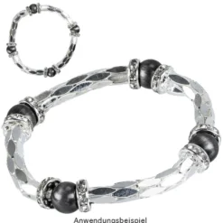 Stretchy Tubes, inkl. Strass-Rondelle, silber, 4 cm, 4 Stück