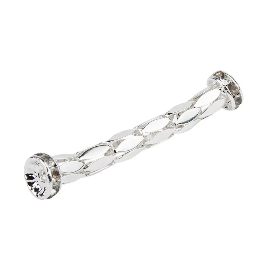 Stretchy Tubes, inkl. Strass-Rondelle, silber, 4 cm, 4 Stück