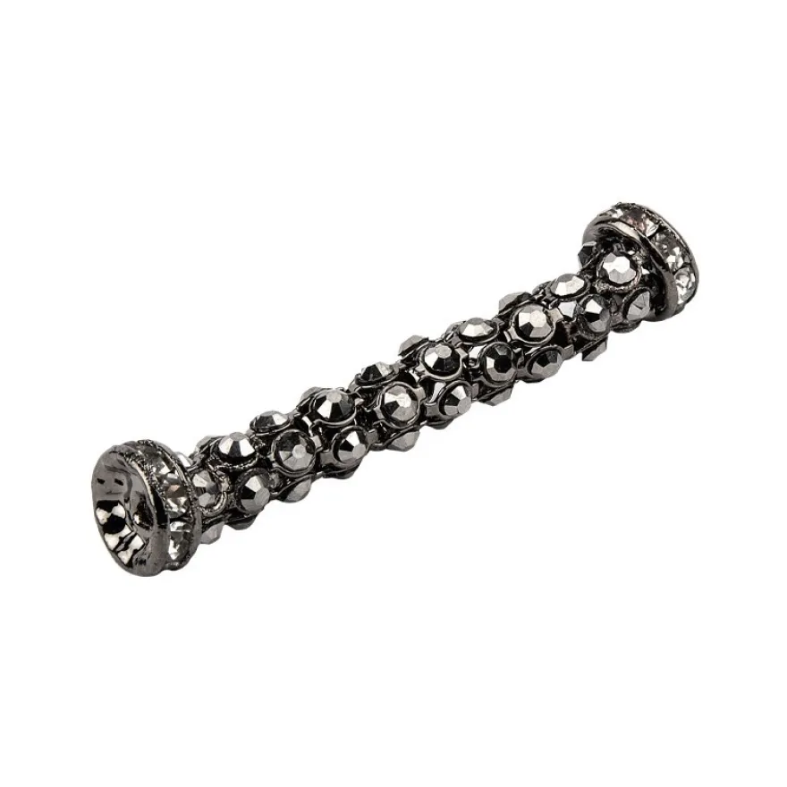 Stretchy Tubes, inkl. Strass-Rondelle, anthrazit mit Strass, 4 cm, 4 Stk.