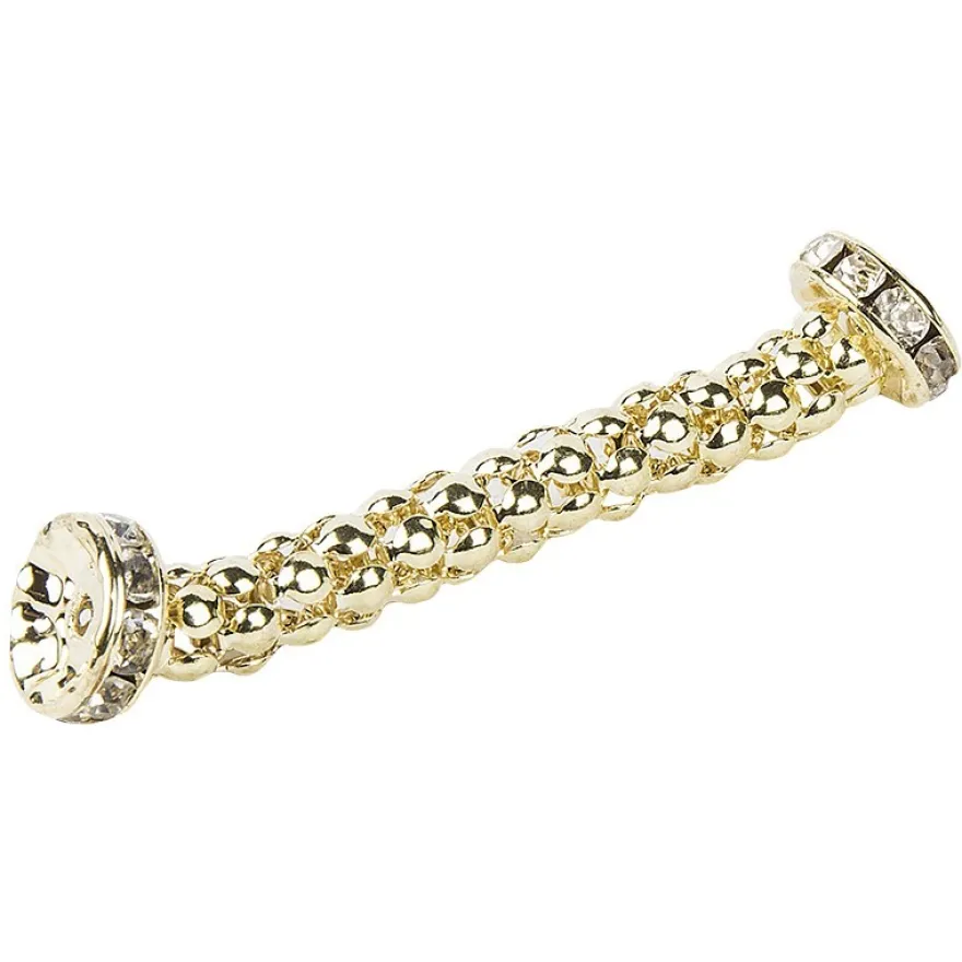 Stretchy Tubes, inkl. Strass-Rondelle, hellgold, 4 cm, 4 Stück