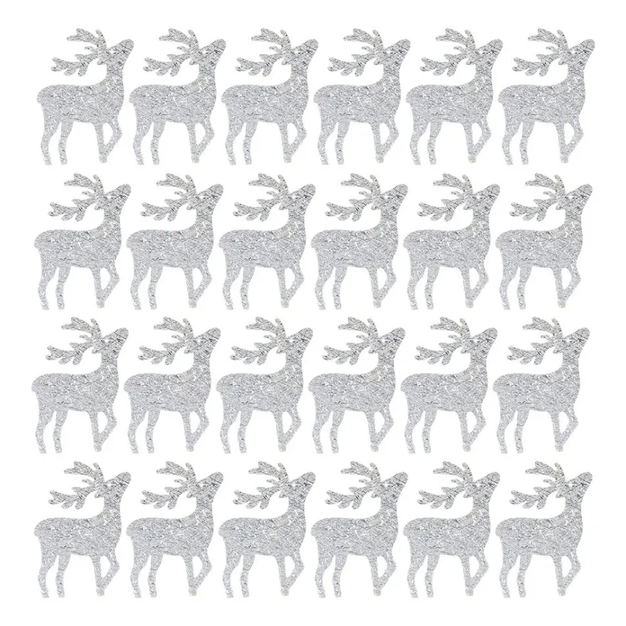 Streudeko, Hirsche, 3cm x 4cm, 2mm stark, silber, 24 Stück