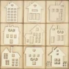 Streu-Deko, Holz, Häuser 2, 9 versch. Designs, je 3 Stück, natur, 27-teilig