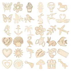 Streu-Deko, Holz, 36 verschiedene Designs, 2cm bis 3cm, 180 Teile