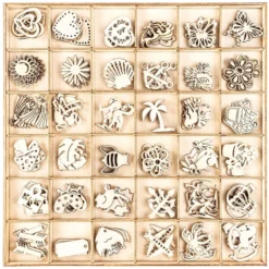Streu-Deko, Holz, 36 verschiedene Designs, 2cm bis 3cm, 180 Teile