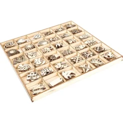 Streu-Deko, Holz, 36 verschiedene Designs, 2cm bis 3cm, 180 Teile