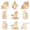 Streu-Deko, Holz, Wichtel, 6 versch. Designs, 3x 7 Stück, 3x 14 Stück 1,6mm stark, natur, 63 Teile