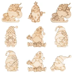 Streu-Deko, Holz, Wichtel, 6 versch. Designs, 3x 7 Stück, 3x 14 Stück 1,6mm stark, natur, 63 Teile