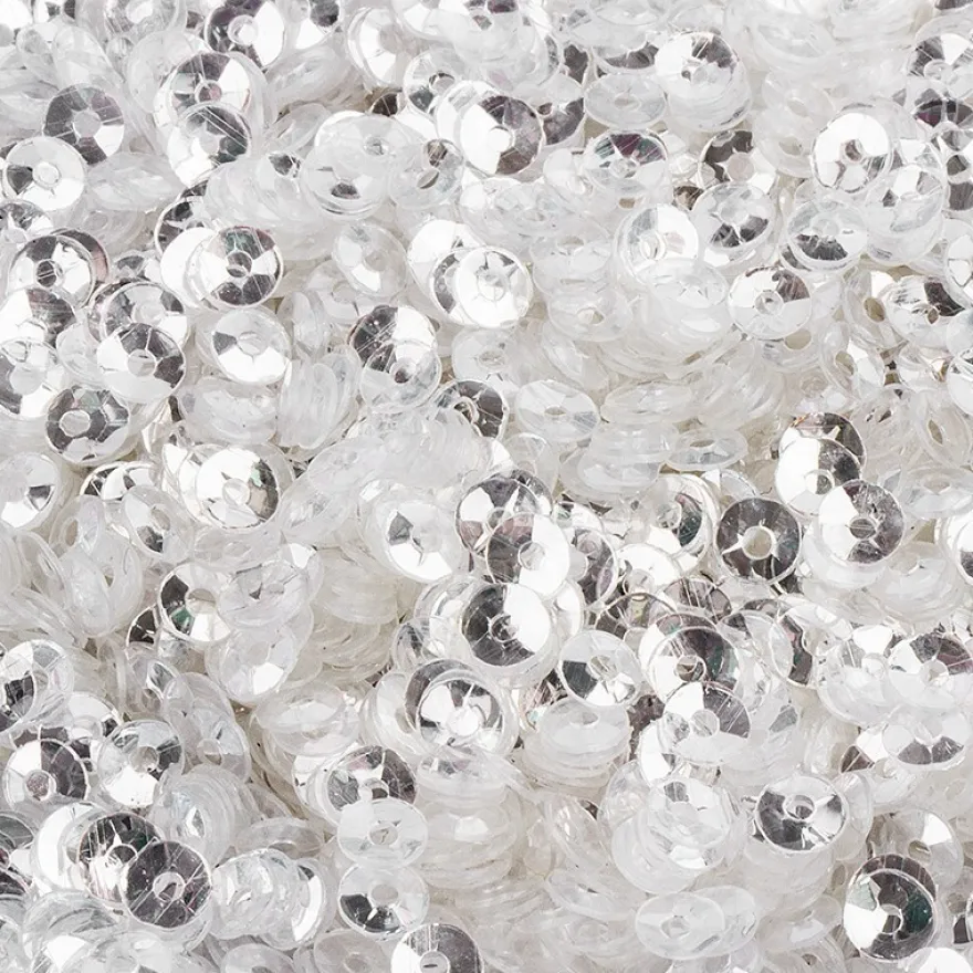 Streu-Deko, Pailletten, gewölbt, Ø 3mm, 30g, transparent