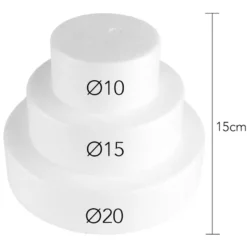 Styropor-Torte, 3 Styropor-Podeste, Ø20 cm, Ø15 cm, Ø10 cm