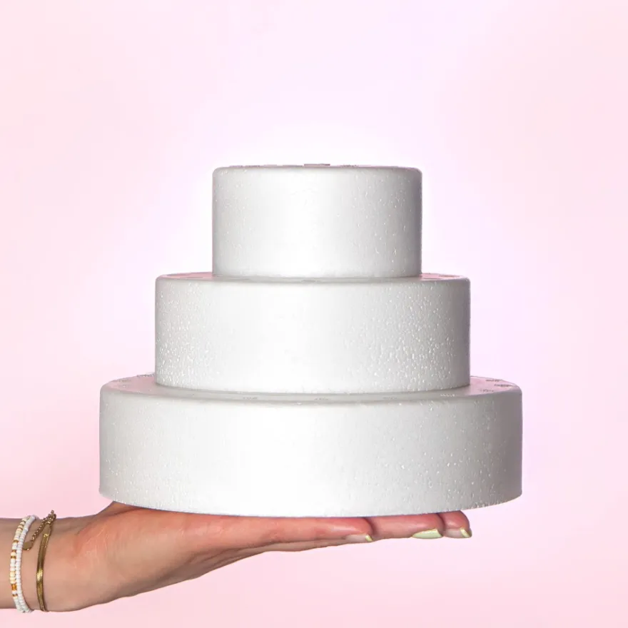 Styropor-Torte, 3 Styropor-Podeste, Ø20 cm, Ø15 cm, Ø10 cm