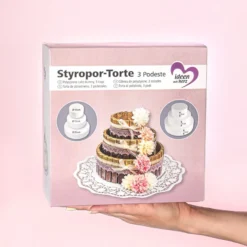 Styropor-Torte, 3 Styropor-Podeste, Ø20 cm, Ø15 cm, Ø10 cm