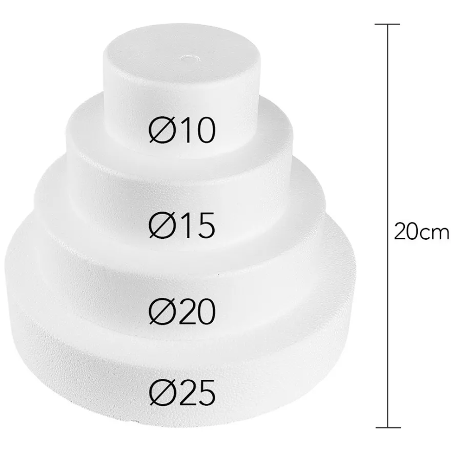 Styropor-Torte, 4 Styropor-Podeste, Ø25 cm, Ø20 cm, Ø15 cm, Ø10 cm