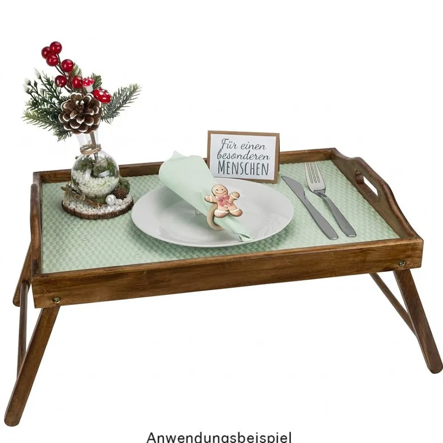 Tablett aus Holz, mit Klappbeinen & Tragegriff, 45cm x 4,2cm x 31cm, mit Arbeitsfläche