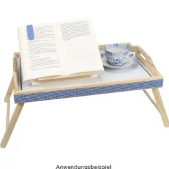 Tablett aus Holz, mit Klappbeinen & Tragegriff, 45cm x 4,2cm x 31cm, mit Arbeitsfläche