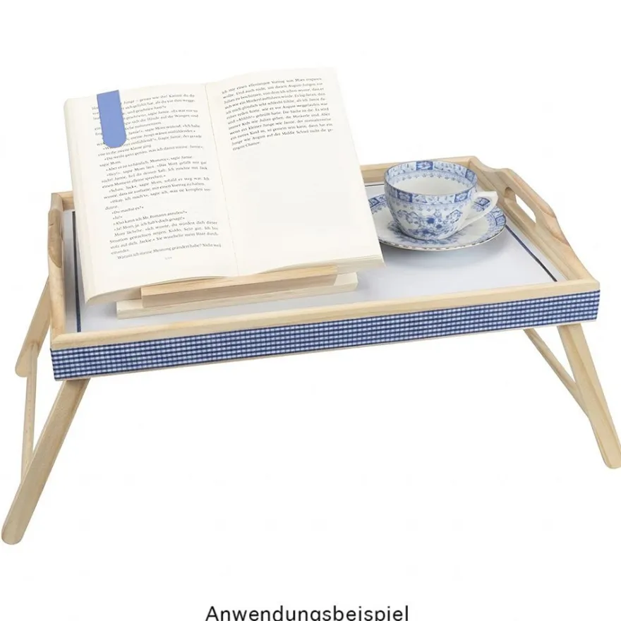 Tablett aus Holz, mit Klappbeinen & Tragegriff, 45cm x 4,2cm x 31cm, mit Arbeitsfläche