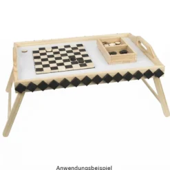 Tablett aus Holz, mit Klappbeinen & Tragegriff, 45cm x 4,2cm x 31cm, mit Arbeitsfläche