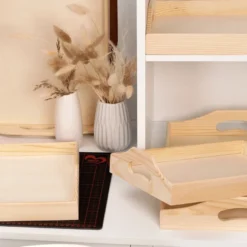 Tabletts, Holz, mit Tragegriff, verschiedene Größen, 5 Stück