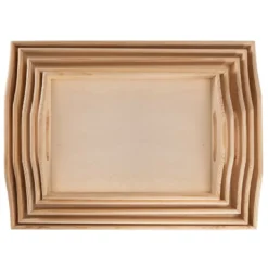 Tabletts, Holz, mit Tragegriff, verschiedene Größen, 5 Stück