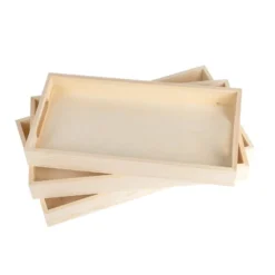 Tabletts, Holz, rechteckig, verschiedene Größen, 3 Stück