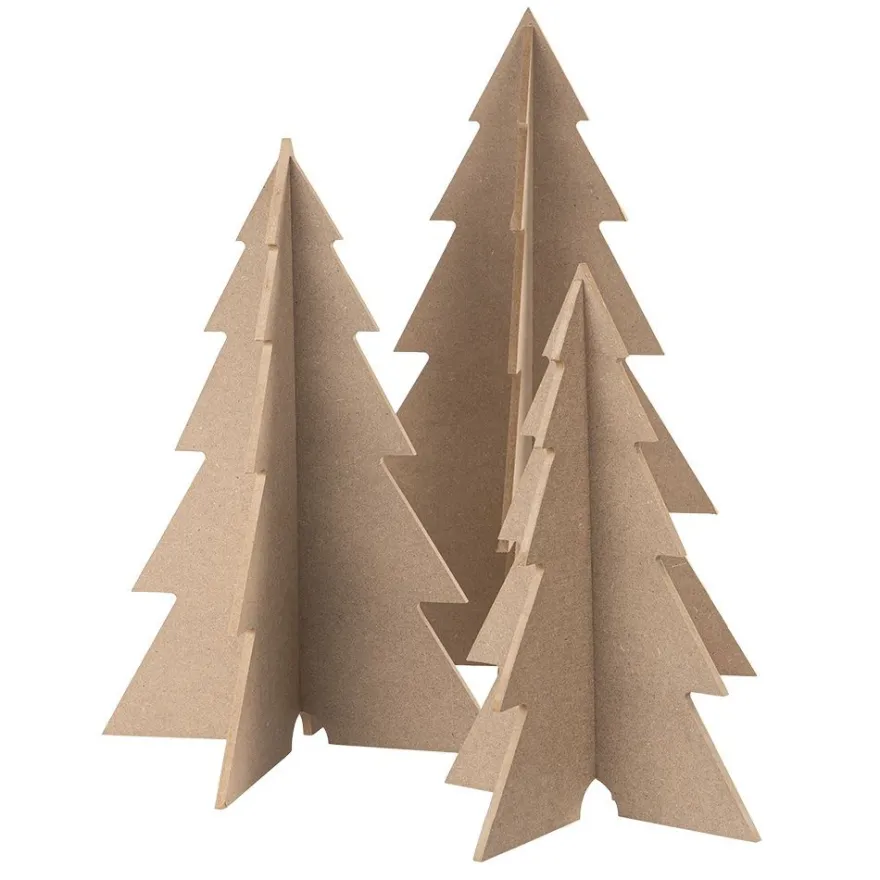 Tannenbaum-Rohlinge, zum Aufstellen, 3 verschiedene Größen, 4mm stark, 3 Stück