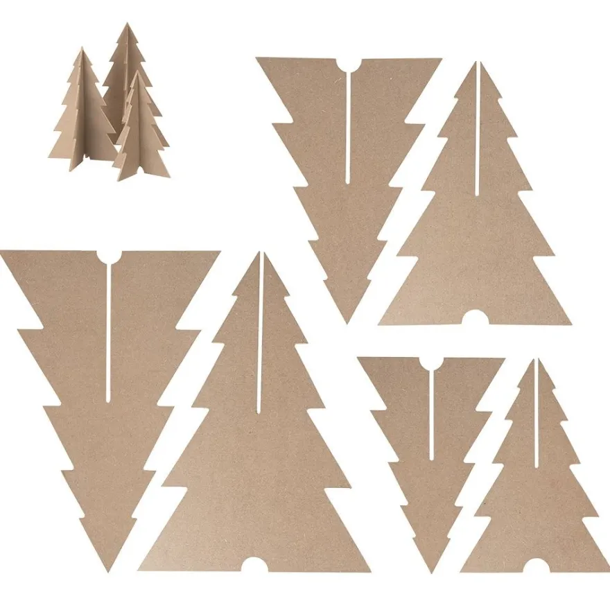 Tannenbaum-Rohlinge, zum Aufstellen, 3 verschiedene Größen, 4mm stark, 3 Stück
